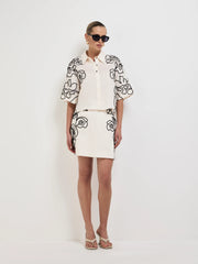OUTLINE FLORAL MINI SKIRT